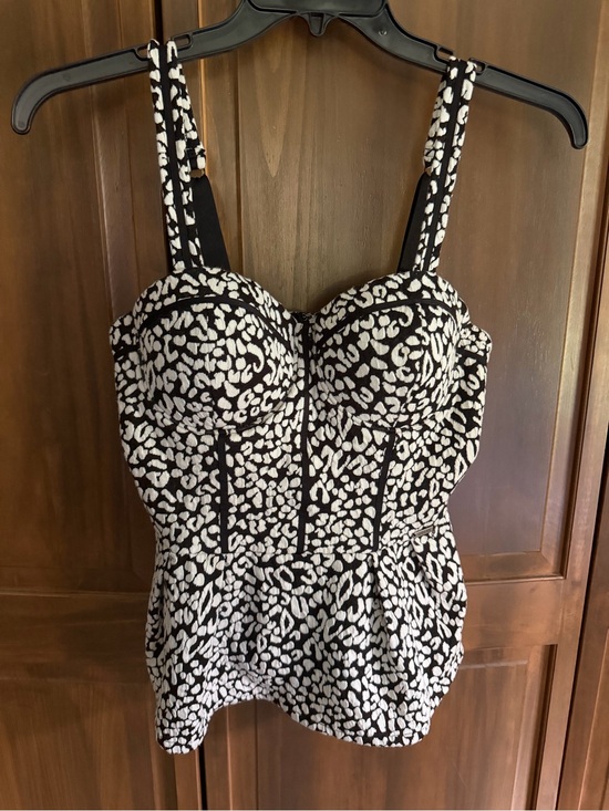 Guess Tops - Guess Black and White Printed Bustier Camisole